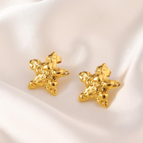 Stainless Steel Stud Earrings 304 Stainless Steel Star 18K gold plated fashion jewelry & for woman golden Sold By Pair