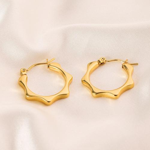 Stainless Steel Lever Terug Earring, 304 roestvrij staal, 18K verguld, mode sieraden & voor vrouw, gouden, 25x22mm, Verkocht door pair