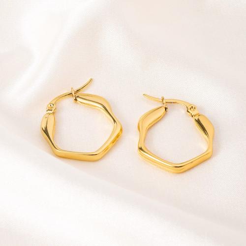 Stainless Steel Lever Terug Earring, 304 roestvrij staal, 18K verguld, mode sieraden & voor vrouw, gouden, 25x20mm, Verkocht door pair