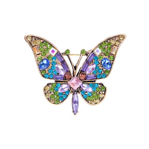 Zinc Alloy Brocher, Butterfly, mode smykker & for kvinde & med rhinestone, 47x34mm, Solgt af PC