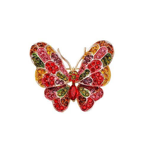 Zinc Alloy Brooches Butterfly fashion jewelry & for woman & with rhinestone Sold By PC