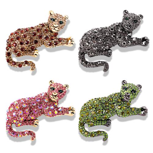 Zinc Alloy Brocher, Leopard, mode smykker & for kvinde & med rhinestone, flere farver til valg, 60x48mm, Solgt af PC