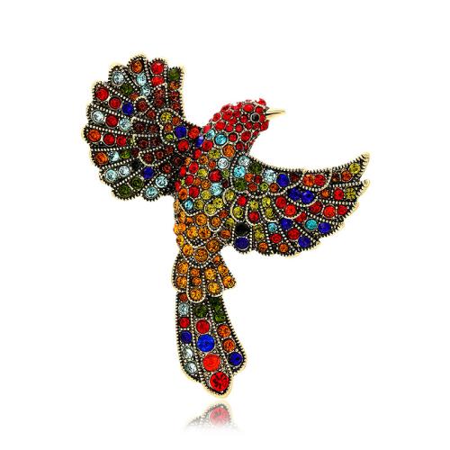 Zinc Alloy Brocher, Bird, mode smykker & for kvinde & med rhinestone, flere farver til valg, 82x97mm, Solgt af PC