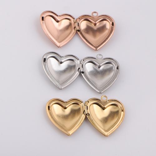 Zinc Alloy Locket Vedhæng, 304 rustfrit stål, Heart, mode smykker & du kan DIY & for kvinde, flere farver til valg, 25x23mm, Solgt af PC