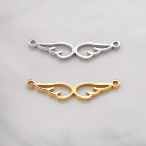 Stainless Steel priključak, 304 nehrđajućeg čelika, Angel Wing, ruka polirati, možete DIY & šupalj, više boja za izbor, 7x32mm, Prodano By PC