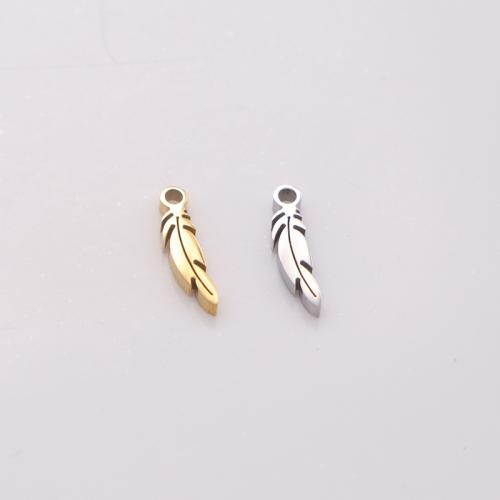 Stainless Steel Pendants 304 Stainless Steel Feather hand polished DIY Sold By PC