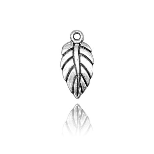 Pendants Sinc Alloy Leaf, dath airgid antique plátáilte, DIY, nicil, luaidhe & caidmiam saor in aisce, 9.50x19mm, Poll:Thart 1.5mm, Thart 100ríomhairí pearsanta/Mála, Díolta De réir Mála