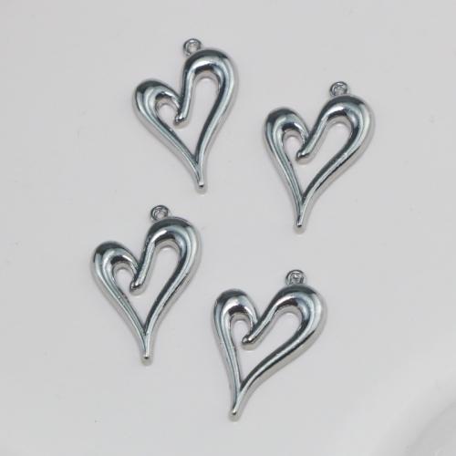 Pendentifs coeur en alliage de zinc, Plaqué de couleur d'argent, DIY & creux, protéger l'environnement, sans nickel, plomb et cadmium, 16x26x2.20mm, Vendu par PC