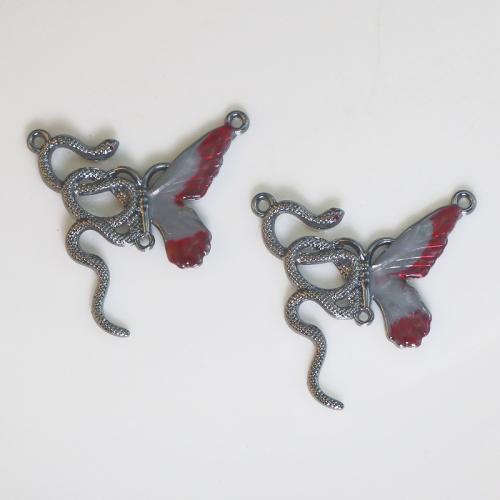 Zink Alloy Animal Hängen, Snake, antik silver pläterad, DIY & emalj & dubbel-håls, nickel, bly och kadmium gratis, 36x35x3mm, Säljs av PC