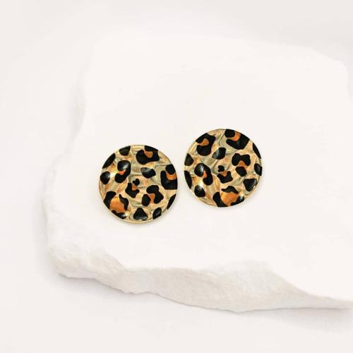 Iron Earring Round gold color plated for woman nickel lead & cadmium free Sold By Pair