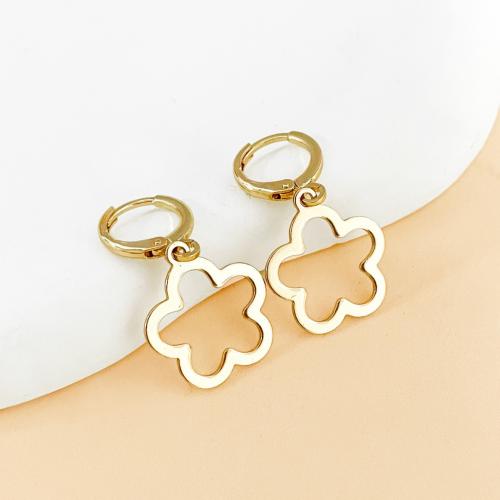 Iron Earring Flower gold color plated for woman nickel lead & cadmium free Sold By Pair