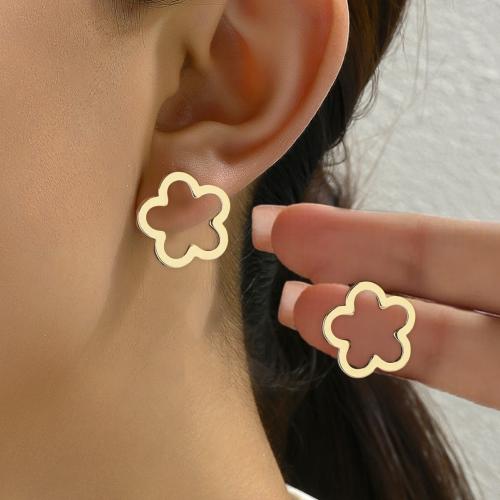 Iron Earring Flower plated for woman nickel lead & cadmium free Sold By Pair