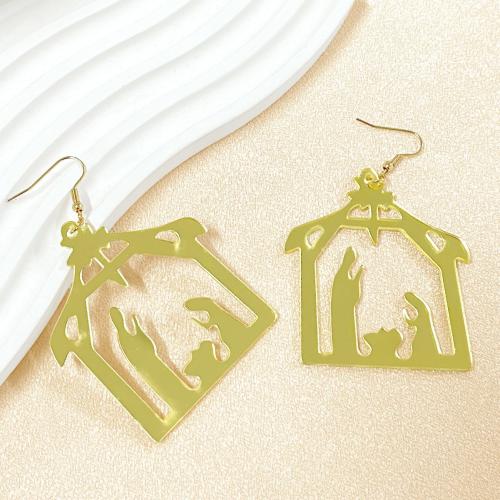 Acrylic Jewelry Earring House gold color plated for woman nickel lead & cadmium free Sold By Pair