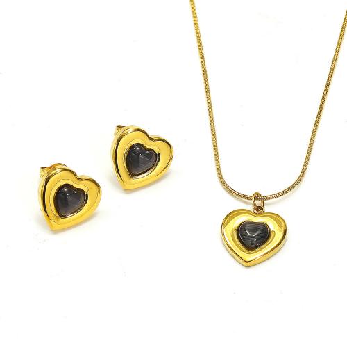 Jewelry Sets Titanium Steel gold color plated fashion jewelry & with rhinestone golden Sold By PC