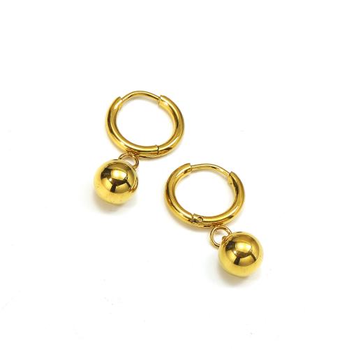 Titanium Staal Earring, gold plated, mode sieraden, gouden, Verkocht door pair