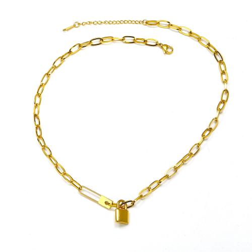 Titanium Steel Necklace gold color plated fashion jewelry golden Sold By PC