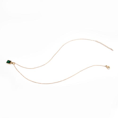 Collier de bijoux en acier inoxydable, Acier inoxydable 304, avec zircon cubique, bijoux de mode & pour femme, plus de couleurs à choisir, Longueur 500 mm, Vendu par PC