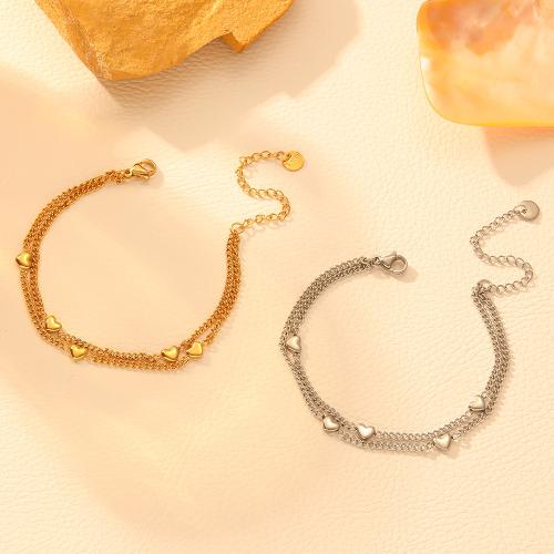 Stainless Steel Jewelry Bracelet 304 Stainless Steel with 5cm extender chain plated Double Layer & fashion jewelry & for woman Length 17 cm Sold By PC