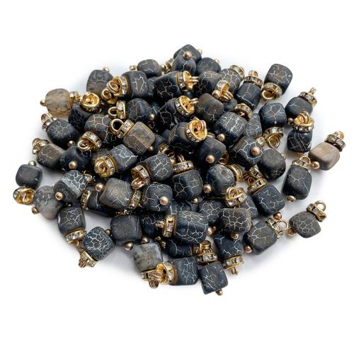 Brass Shank Button with Natural Stone DIY & with rhinestone black Sold By PC