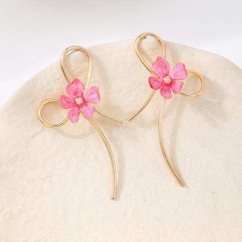 Zinc Alloy Stud Earring Bowknot plated for woman & enamel Sold By Pair