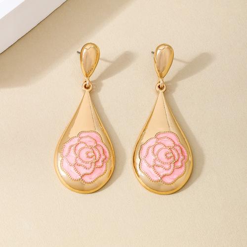 Zinc Alloy Stud Earring plated for woman & enamel gold Sold By Pair