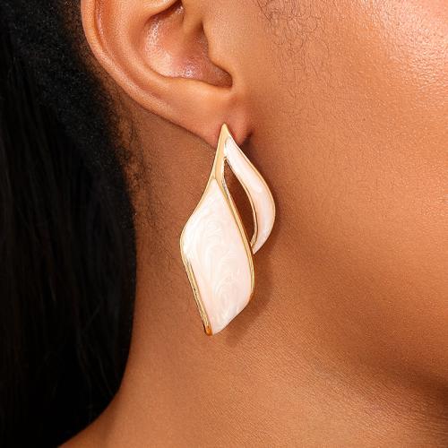 Lo zinco in lega Stud Earring, lega in zinco, placcato, per la donna & smalto, rosa, Venduto da coppia