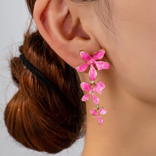 Boucle d'oreille dormeuse en alliage de zinc, Pétales, Placage, pour femme & émail, plus de couleurs à choisir, Vendu par paire