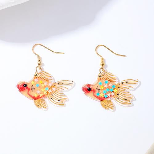 Zinc Alloy Drop Earrings with Acrylic plated for woman gold Sold By Pair