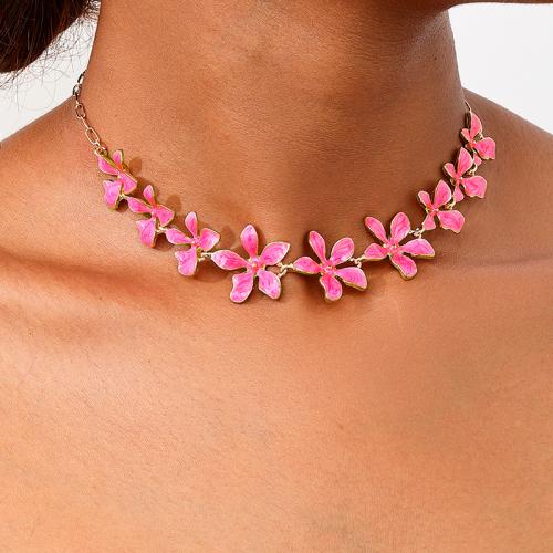 Zinc Alloy Jewelry Necklace petals plated for woman & enamel Sold By PC