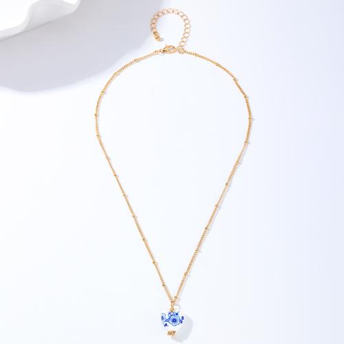 Zinc Alloy Jewelry Necklace with Porcelain plated for woman gold Sold By PC