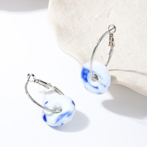 Zinc Alloy Drop Earrings with Porcelain plated for woman Sold By Pair