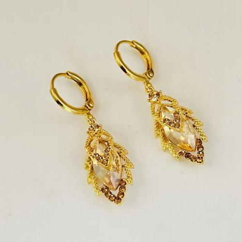 Zinc Alloy Drop Earrings plated micro pave cubic zirconia & for woman Sold By Pair