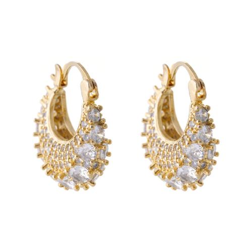 Zinc Alloy Drop Earrings plated micro pave cubic zirconia & for woman golden Sold By Pair