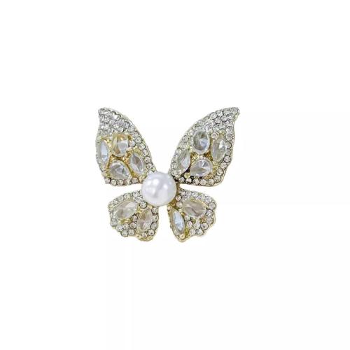 Zinc Alloy Brooches Butterfly plated micro pave cubic zirconia & for woman Sold By PC