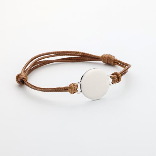 Bracciale gioielli in acciaio inossidabile, 304 acciaio inox, with corda di cera, lucido, Regolabile & unisex, nessuno, Lunghezza Appross. 15-25 cm, Venduto da PC