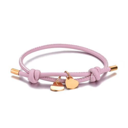 Bracciale gioielli in acciaio inossidabile, 304 acciaio inox, with cavo di cuoio, placcato, Regolabile & unisex, nessuno, Lunghezza Appross. 16 cm, Venduto da PC