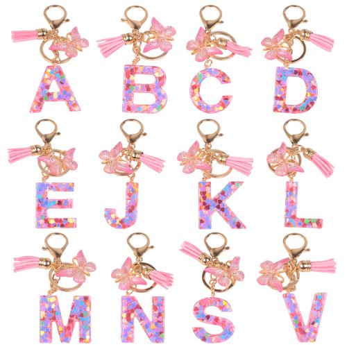 Resin Key Clasp with Sequins & Zinc Alloy epoxy gel portable & multifunctional pink Product package size Sold By PC