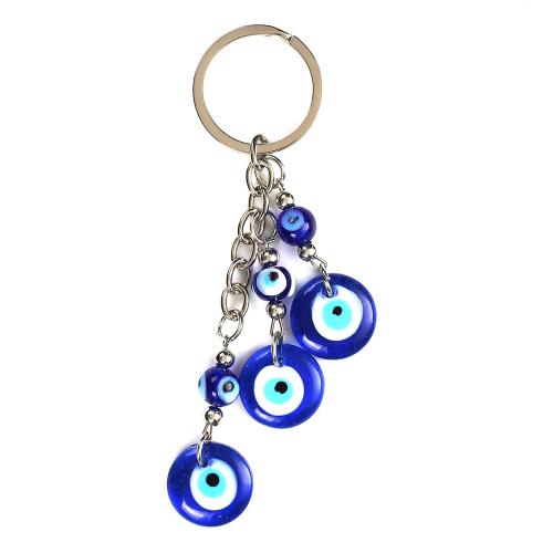 Zinc Alloy Key Clasp Lampwork with Zinc Alloy plated portable & multifunctional blue Sold By PC