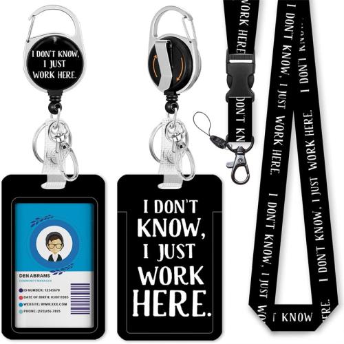 Lanyard card Holder ABS Plastic with Polyester portable & detachable & multifunctional & retractable black Sold By Set