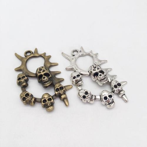 Zinc Alloy Skull Pendler, forgyldt, du kan DIY, flere farver til valg, 66x38mm, 100pc'er/Bag, Solgt af Bag