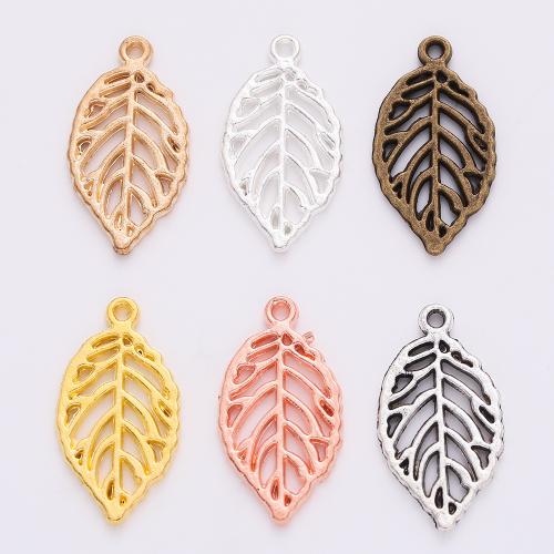 Pendants Sinc Alloy Leaf, plátáilte, DIY, dathanna níos mó le haghaidh rogha, 27x12x2mm, 100ríomhairí pearsanta/Mála, Díolta De réir Mála