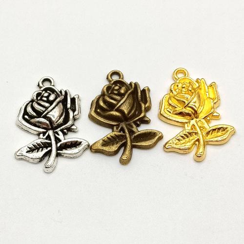 Zinc Alloy Flower Pendants Rose plated DIY Sold By Bag