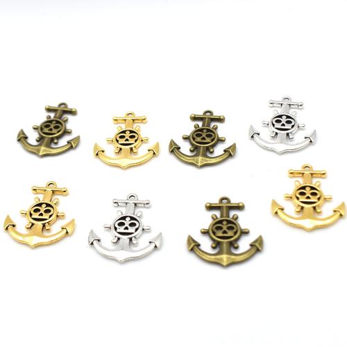 Zinc Alloy Ship Wheel & Anchor Pendentif, alliage de zinc, ancre, Placage, DIY, plus de couleurs à choisir, 31x26mm, 100PC/sac, Vendu par sac