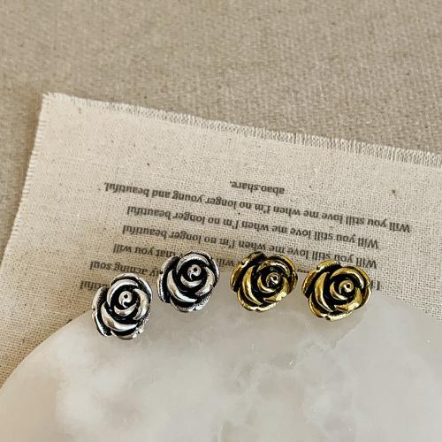 Zinc Alloy Stud Earring Rose fashion jewelry & for woman 8mm Sold By Pair