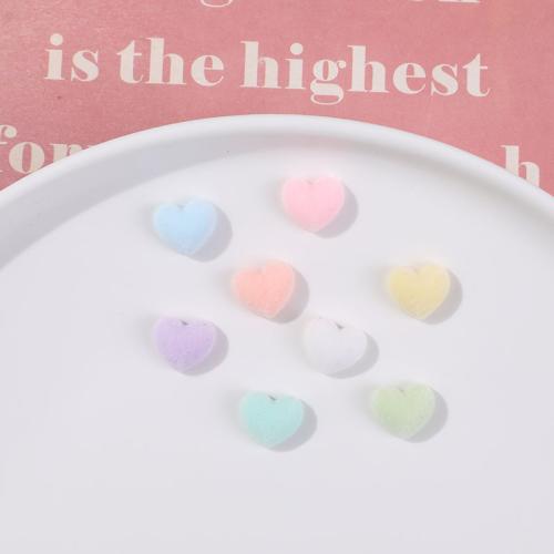 3D Nail Art Decoration Resin with Flocking Fabric Heart DIY Random Color Sold By PC