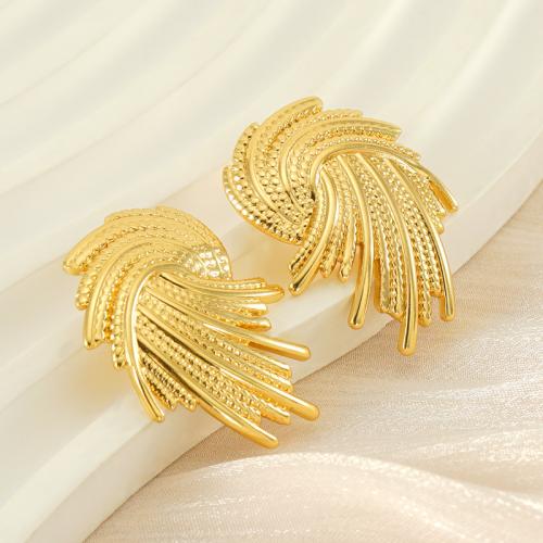 Stainless Steel Stud Earrings 304 Stainless Steel 18K gold plated fashion jewelry & for woman golden Sold By Pair