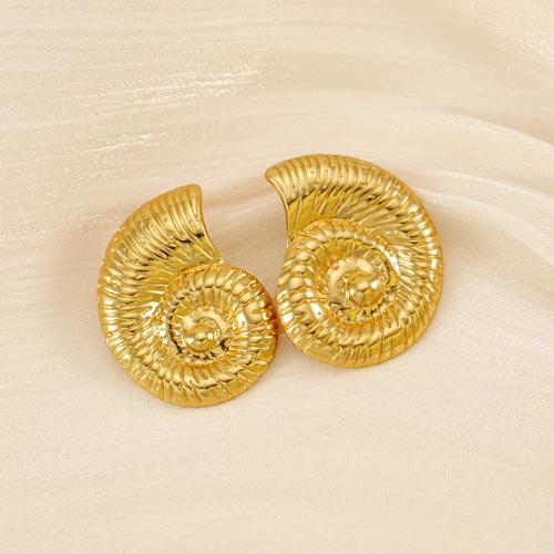 Stainless Steel Stud Earrings 304 Stainless Steel 18K gold plated fashion jewelry & for woman golden Sold By Pair