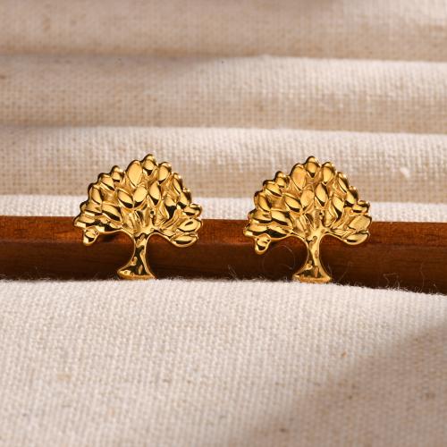 Roestvrij staal Stud Earrings, 304 roestvrij staal, gold plated, mode sieraden & voor vrouw, gouden, 13.50x13.70mm, Verkocht door pair