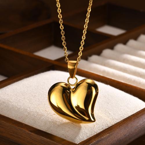 Stainless Steel Sweater Chain Necklace 304 Stainless Steel Heart fashion jewelry & for woman golden Sold Per Approx 50 cm Strand