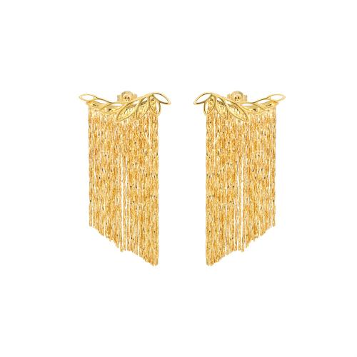 Fashion Fringe Earrings Brass gold color plated & fashion jewelry & for woman nickel lead & cadmium free Sold By Pair